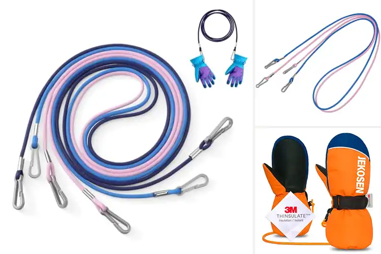 Detailed view of Best Anti-Loss Strap Snow Gloves For Kids