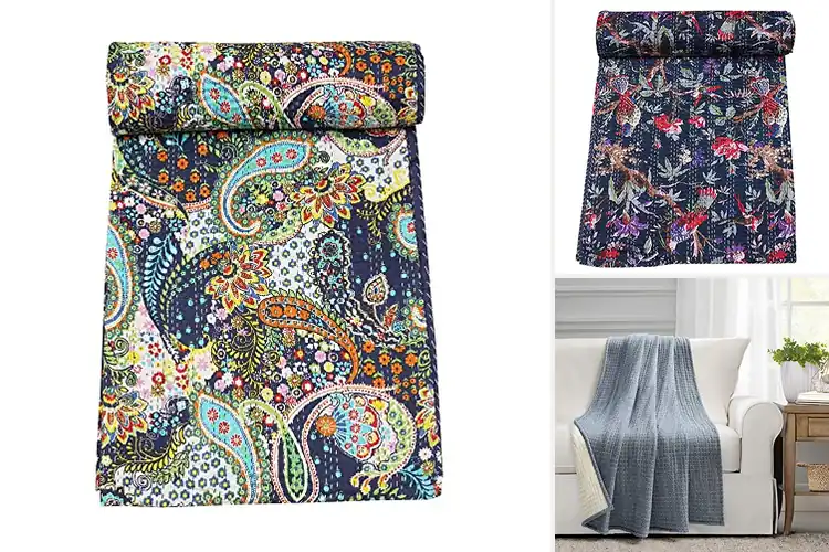 Detailed view of Best Navy Kantha Throw: Top 10 Comfort & Style Picks
