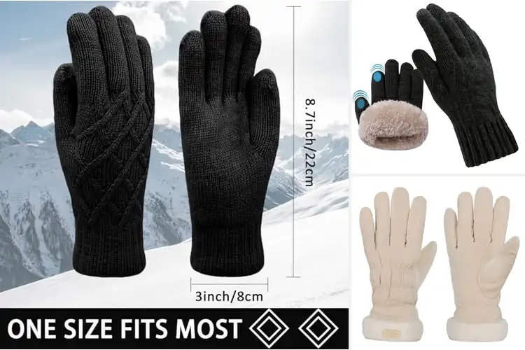 Detailed view of Best Warm Fleece Lined Snow Gloves